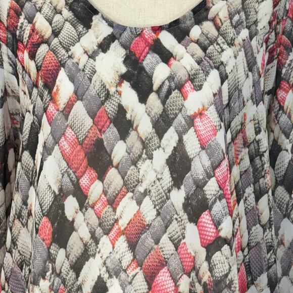 Liz Claiborne Large Top Abstract Long Balloon Sleeves Semi-Sheer Lightweight - Picture 2 of 9